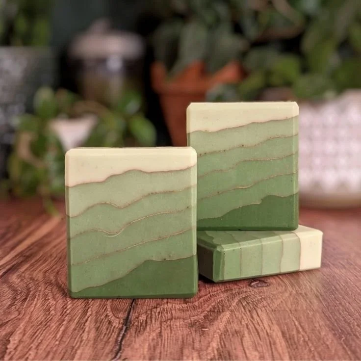 North Cascades Green goats milk pine soap for soothing and moisturizing skin.