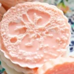 Soothing blood orange and lime loofah soap with natural ingredients.