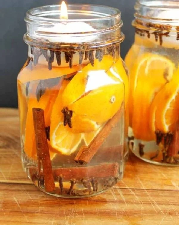 Cozy fall jar candles made at home, perfect for busy moms