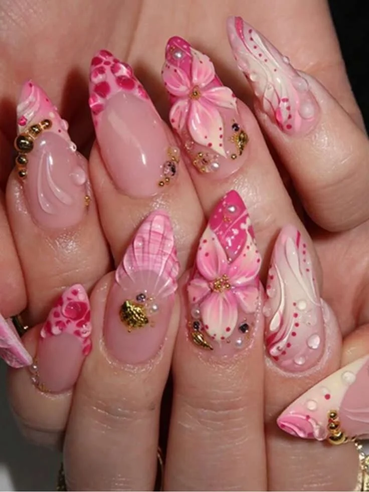 24pc pink press on nails set from The Nail Bar for stylish nail looks.