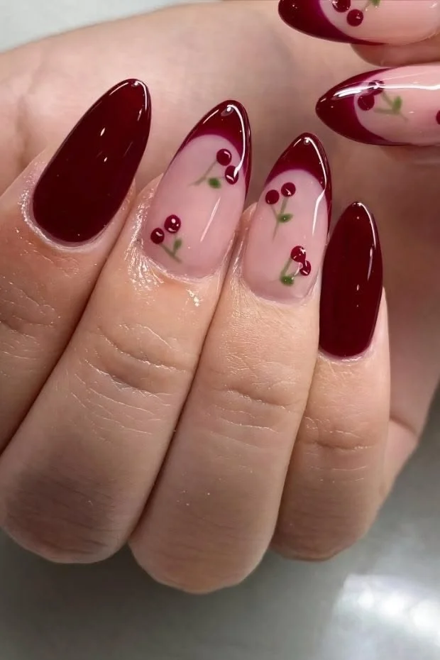 Vibrant cherry nail designs for summer manicures