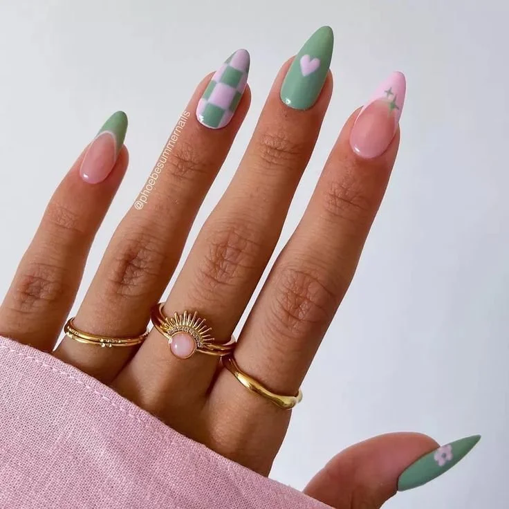 A collection of 17 mint green nail designs for stylish manicures.
