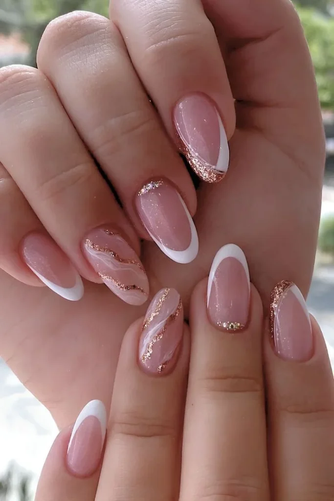 Elegant white and gold nail designs for 2025 inspiration
