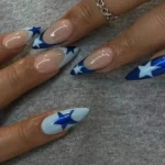 Colorful summer blue nails designs for vacation-ready looks