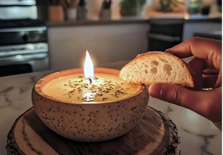 Homemade butter candle for delightful entertaining and cozy ambiance.