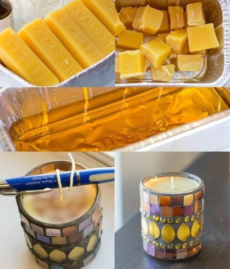 DIY beeswax and coconut oil candles recipe for natural home lighting