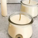 Handmade DIY aromatherapy candles with tallow and essential oils.