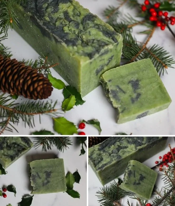 Black Spruce homemade soap DIY recipe for beginners using natural ingredients.
