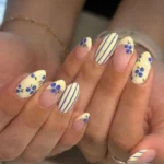 Blueberry Lemonade press on nails in yellow and blue with application kit on Etsy