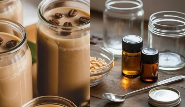 Homemade coffee candles in a cozy setting, perfect for beginners.