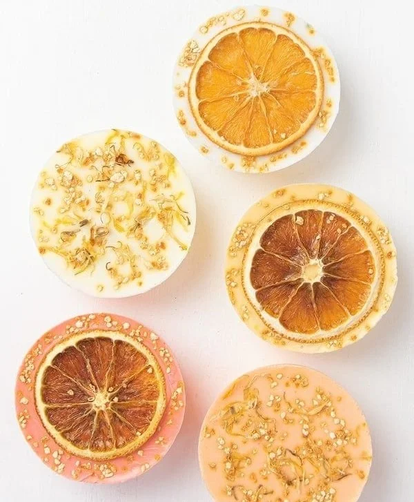Easy homemade citrus soap made with melt and pour method