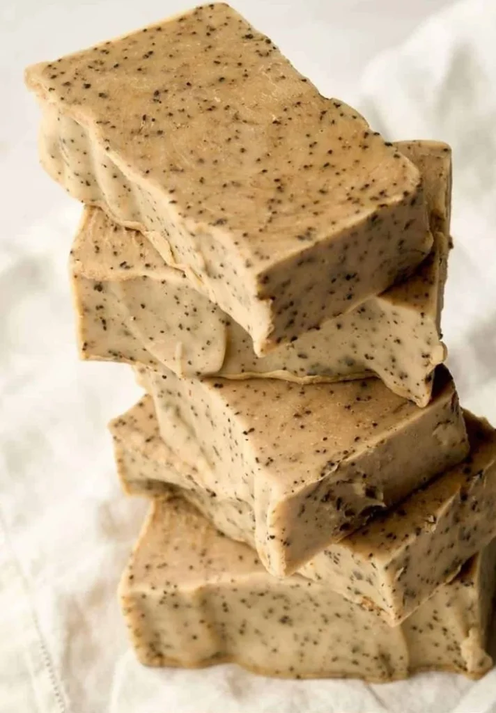 Homemade coffee ground soap bars with natural ingredients for beginners