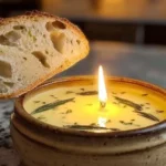 Cozy fall soup with herbal glow in a warm setting