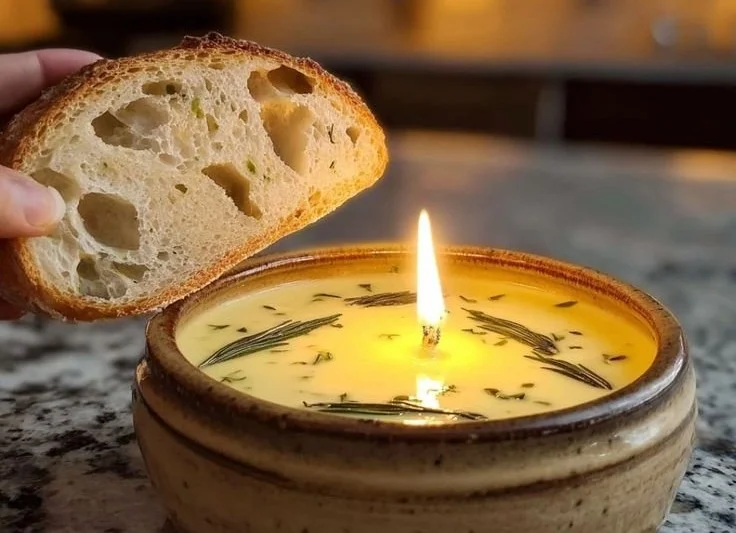 Cozy fall soup with herbal glow in a warm setting
