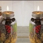 Cozy Mason Jar Oil Lamp showcasing handmade holiday gifts with warm light.