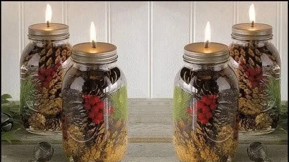 Cozy Mason Jar Oil Lamp showcasing handmade holiday gifts with warm light.
