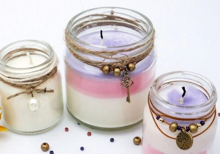 DIY scented candles made with natural ingredients for a calming home atmosphere.