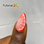 Citrus Vibe French Tip Nails with vibrant fruit designs in gel polish
