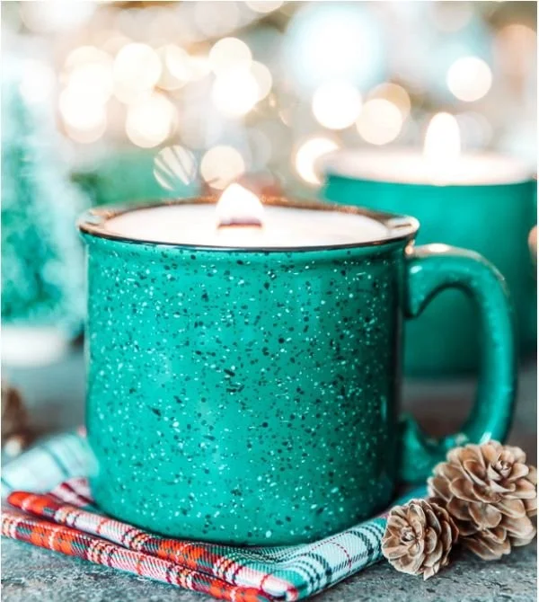 DIY mug candle tutorial with materials and steps for crafting your own unique candle