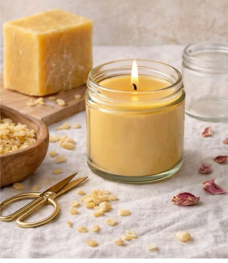 Homemade natural candles made with eco-friendly materials and budget-friendly methods.