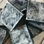 Handmade peppermint charcoal soap with natural ingredients