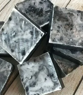 Handmade peppermint charcoal soap with natural ingredients
