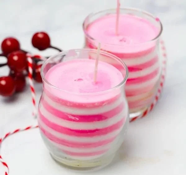 DIY Peppermint Swirl Candle project for kids during the Christmas season