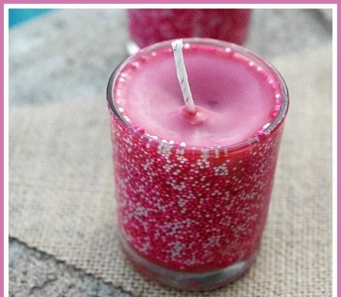 Homemade DIY pumpkin spice soy candle with autumn decorations