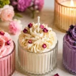 DIY whipped candle wax tutorial resembling frosting for beginners