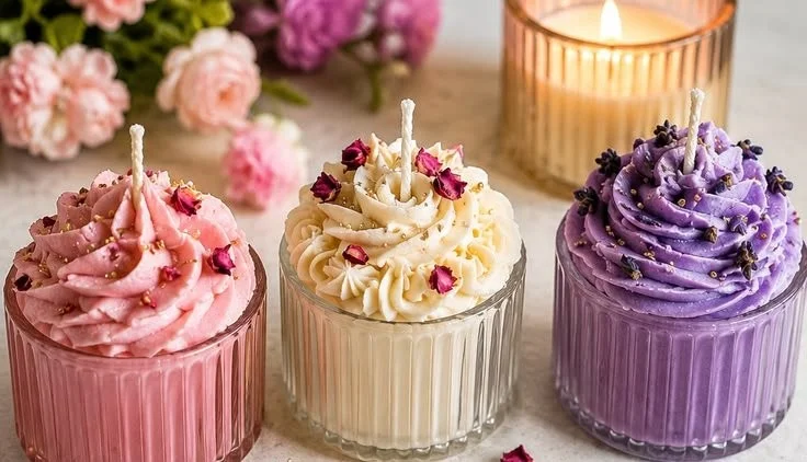 DIY whipped candle wax tutorial resembling frosting for beginners