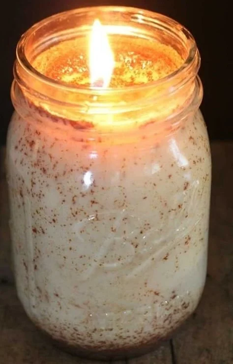 DIY cinnamon candle in a cozy setting