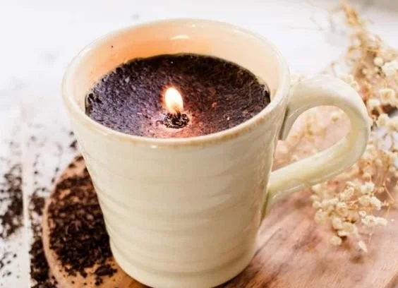 Easy DIY coffee candles with whole coffee beans tutorial for beginners