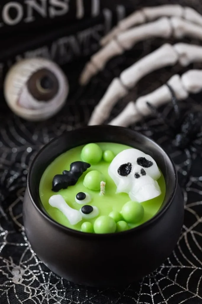 Halloween cauldron candle DIY project using soy wax for beginners