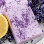 Homemade lavender soap bars made with a melt and pour recipe for beginners.