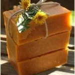 Homemade honey dandelion soap bars with natural ingredients