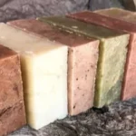 Natural soap coloring techniques using plants, roots, and clays.