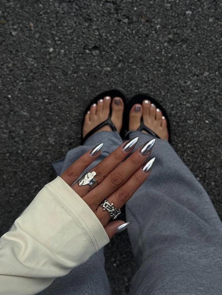 Iconic nail design showcasing creativity and unique style in nail art.