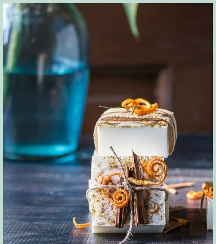 Melt and pour soap with orange and cinnamon ingredients