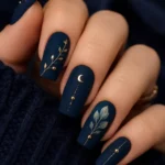 Midnight navy nail art design ideas for DIY beginners