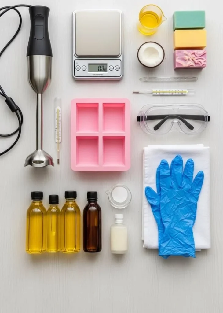 Essential soap making tools for beginners to minimize mess and save time.