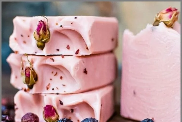 Homemade rosehip cold process soap crafted by beginners