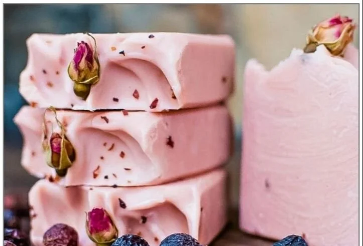 Rosehip cold process soap with healing herbal infusions