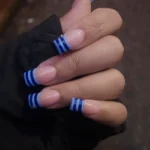Gallery of 25 variations of short square striped nails designs