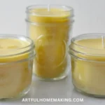 DIY beeswax candles being made by a busy mom at home