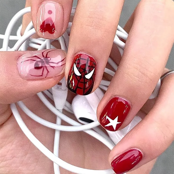 Stunning short fall nail designs showcasing autumn-inspired colors and patterns.
