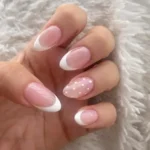 DIY baby pink French tip almond nails for beginners with creative designs