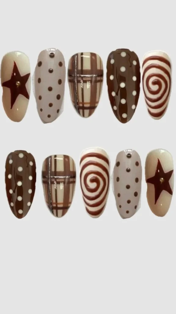 Cute brown nails design for autumn inspiration