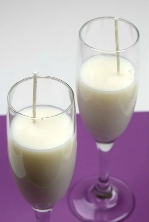 DIY Champagne Glass Candles tutorial for making scented candles at home
