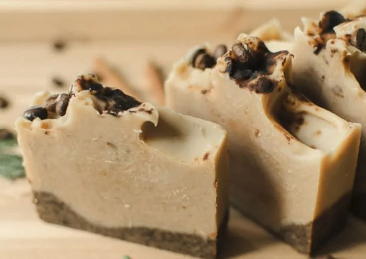 Homemade goat milk coffee cold soap bars crafted with nourishing ingredients