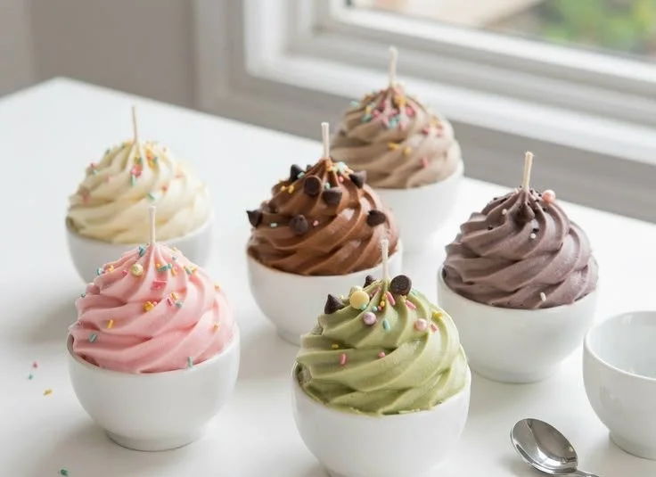 Colorful DIY ice cream candles tutorial for beginners